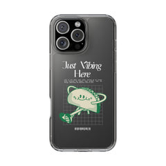 Just Vibing Here Clear Phone Case - Fun and Playful Design for Trendsetters - Phone Case - Lufora