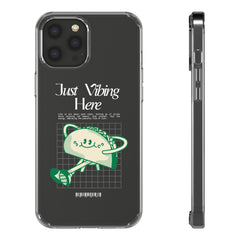 Just Vibing Here Clear Phone Case - Fun and Playful Design for Trendsetters - Phone Case - Lufora