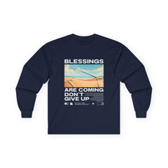 "Blessings Are Coming, Don't Give Up" Unisex Oversized Long Sleeve - Long - sleeve - Lufora