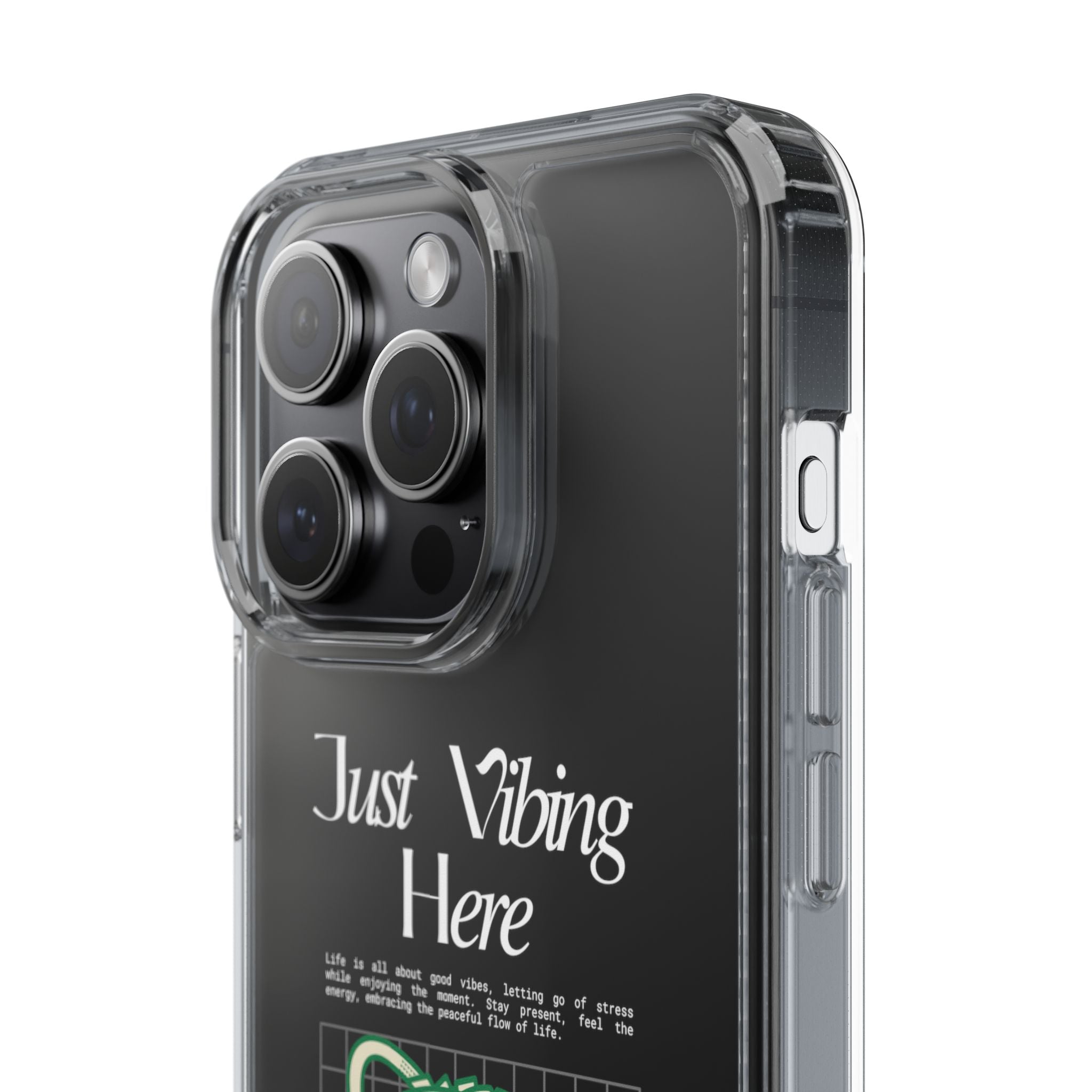 Just Vibing Here Clear Phone Case - Fun and Playful Design for Trendsetters - Phone Case - Lufora