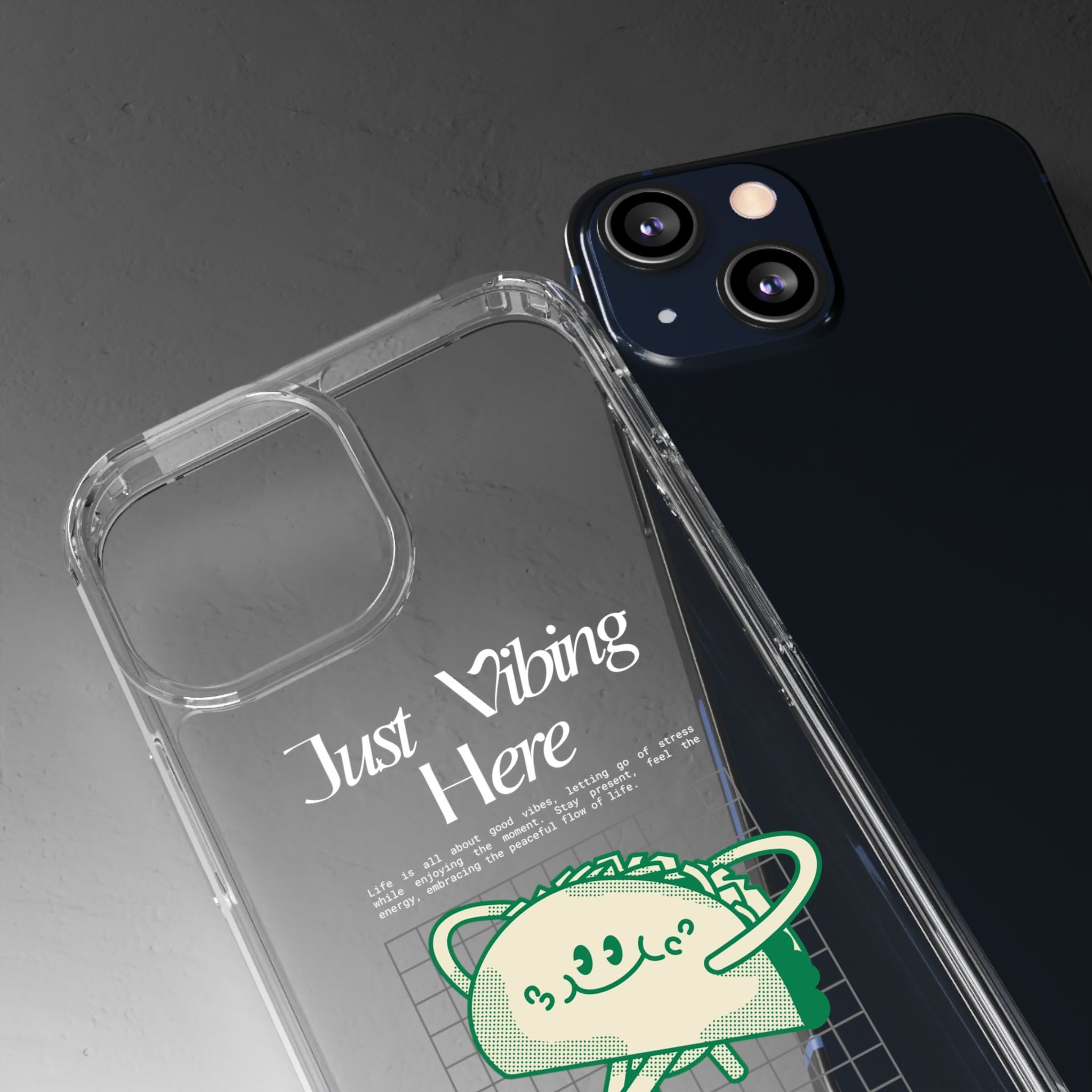 Just Vibing Here Clear Phone Case - Fun and Playful Design for Trendsetters - Phone Case - Lufora
