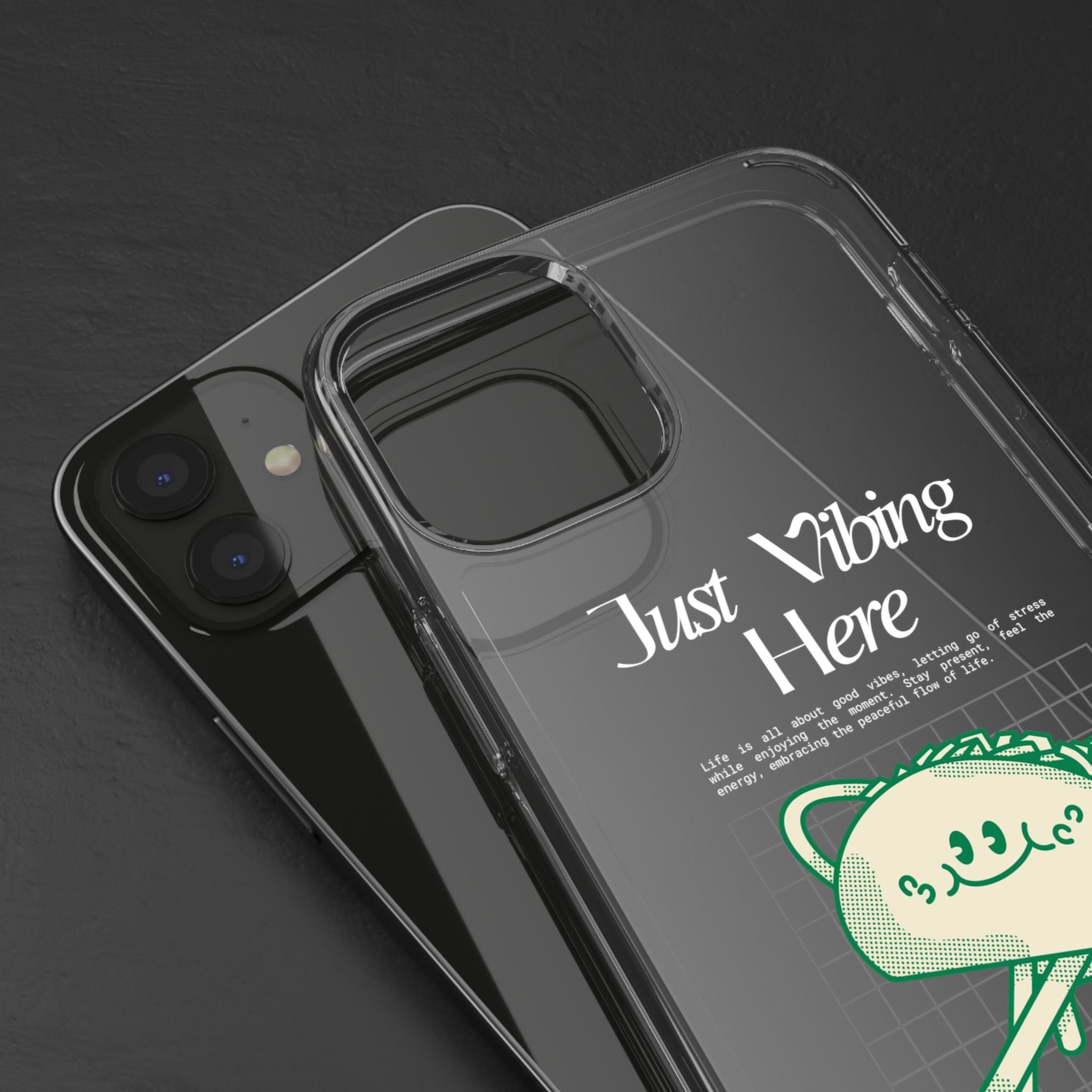 Just Vibing Here Clear Phone Case - Fun and Playful Design for Trendsetters - Phone Case - Lufora