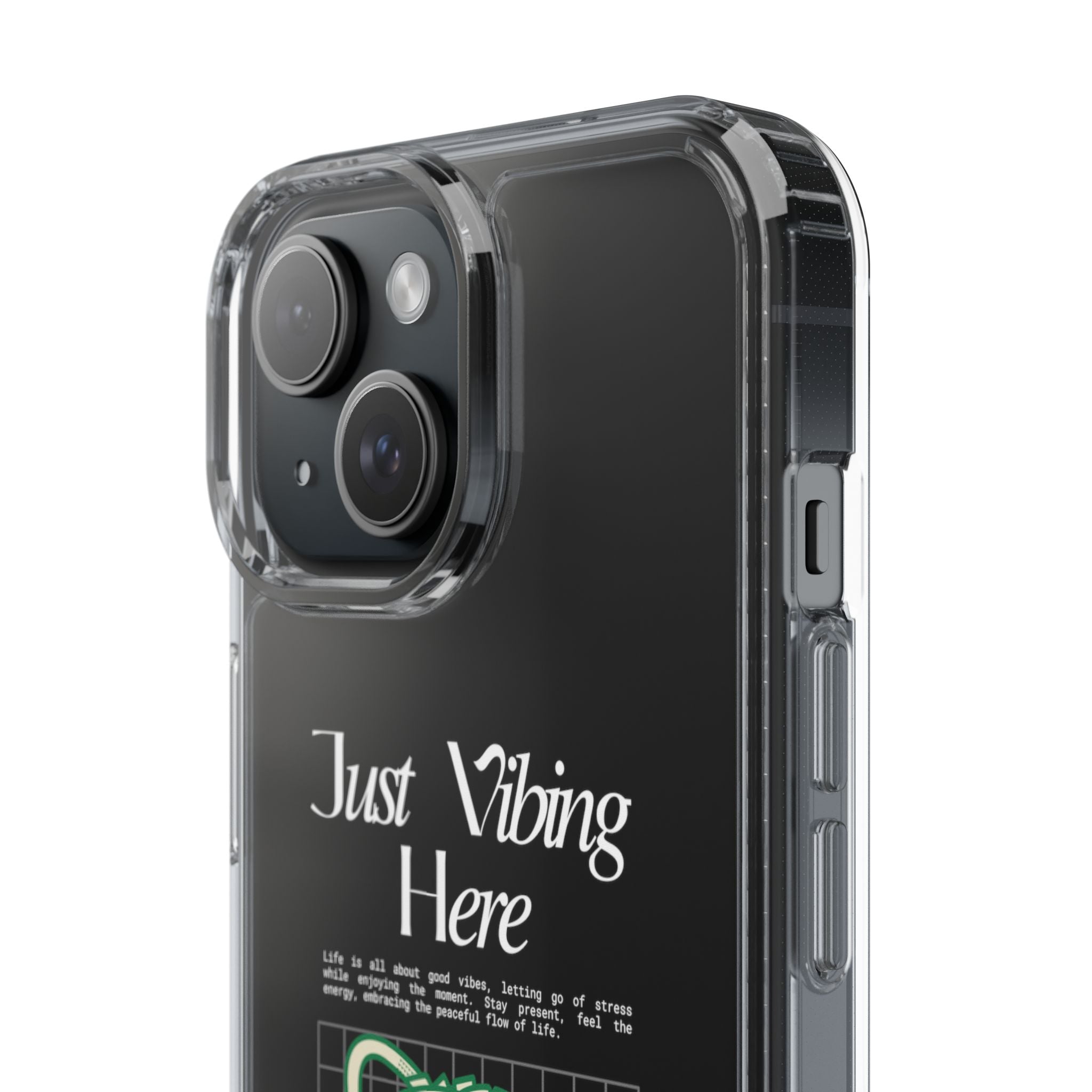 Just Vibing Here Clear Phone Case - Fun and Playful Design for Trendsetters - Phone Case - Lufora