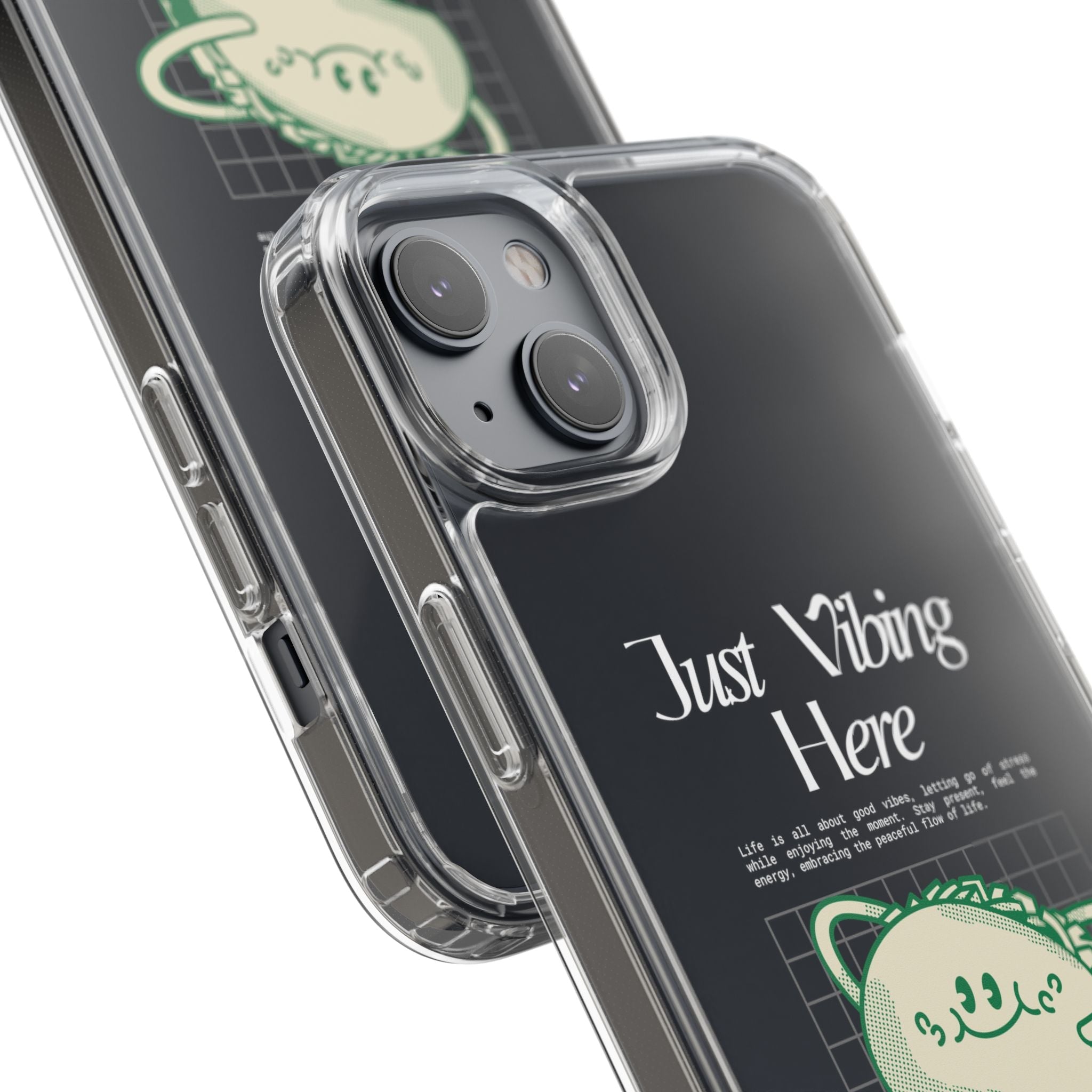 Just Vibing Here Clear Phone Case - Fun and Playful Design for Trendsetters - Phone Case - Lufora