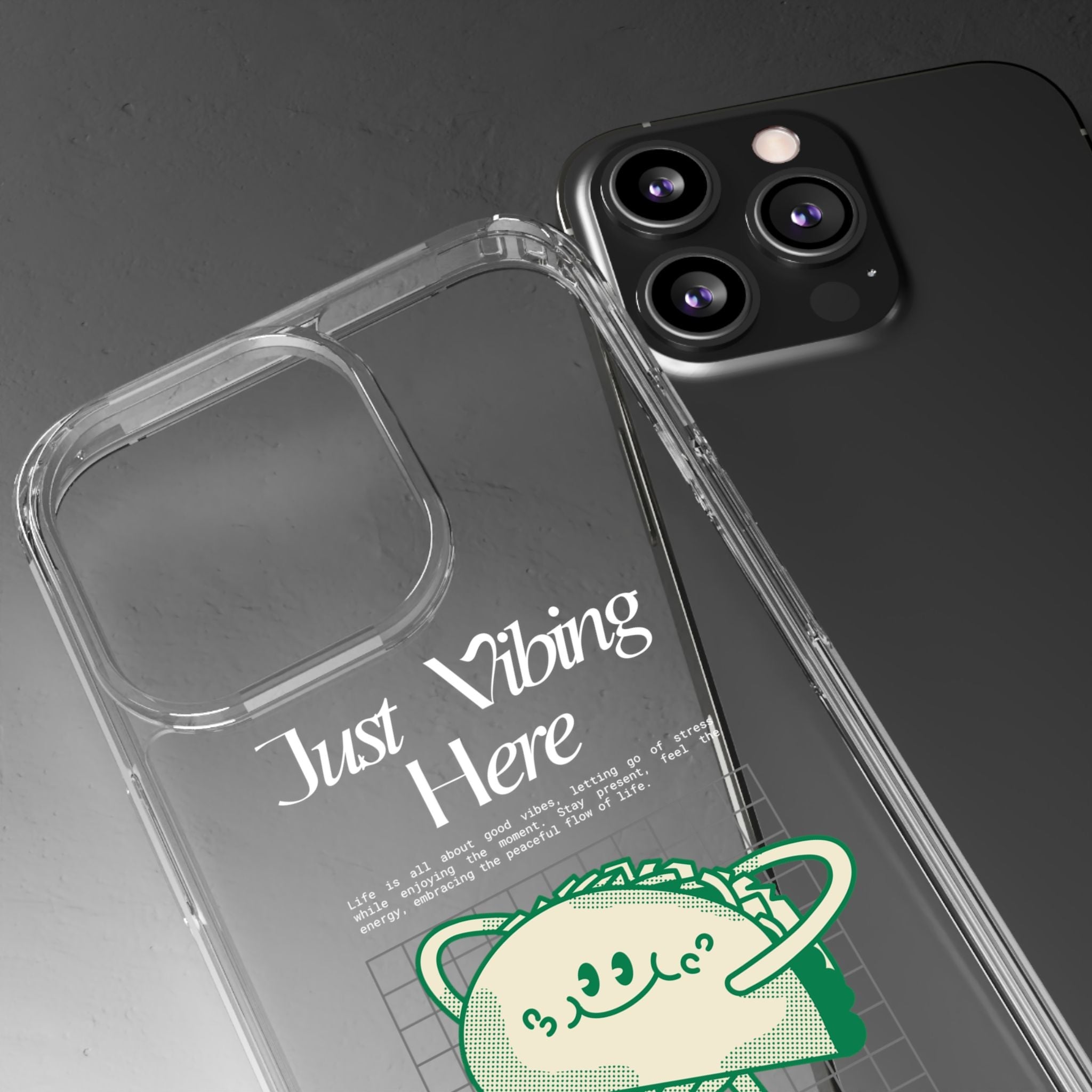 Just Vibing Here Clear Phone Case - Fun and Playful Design for Trendsetters - Phone Case - Lufora