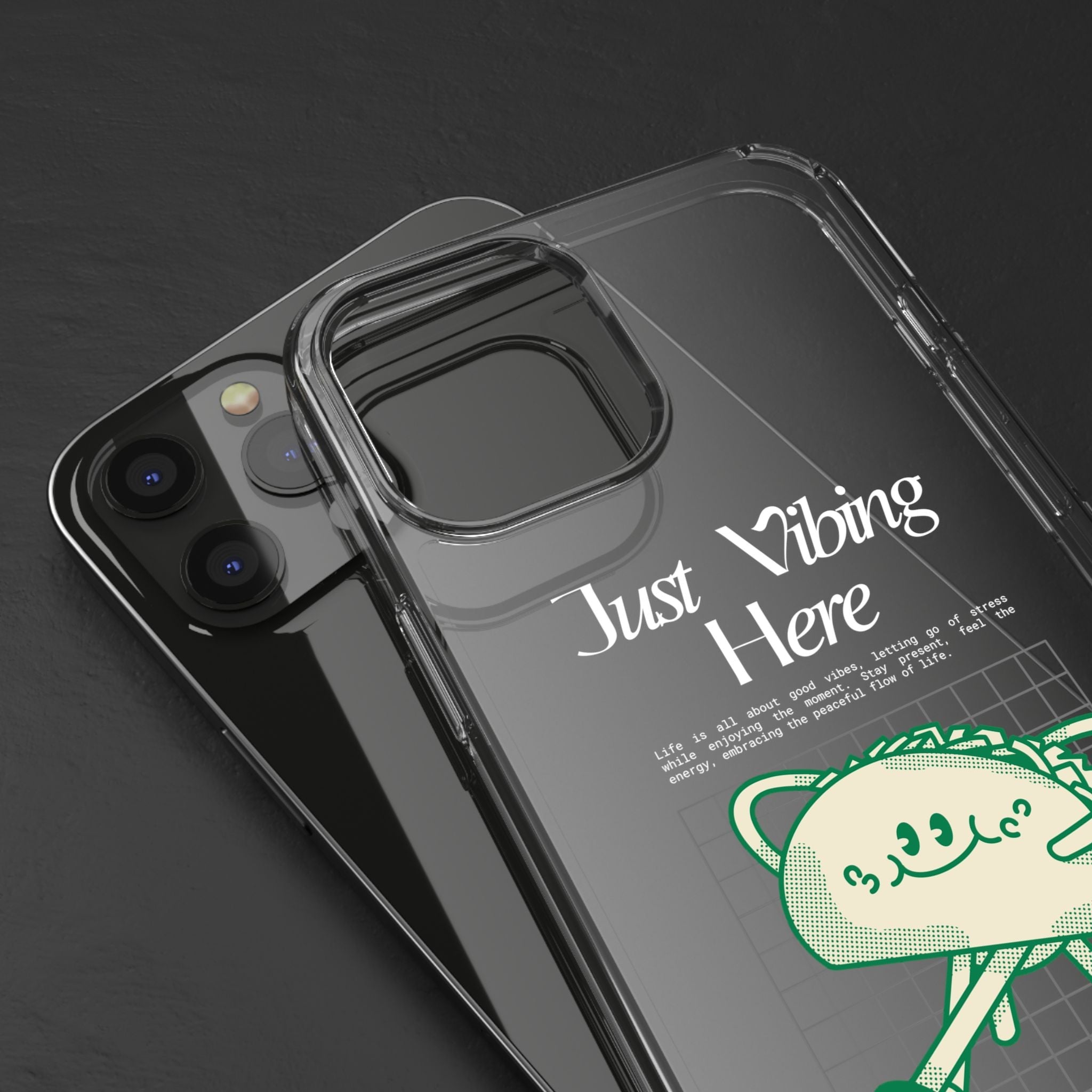Just Vibing Here Clear Phone Case - Fun and Playful Design for Trendsetters - Phone Case - Lufora