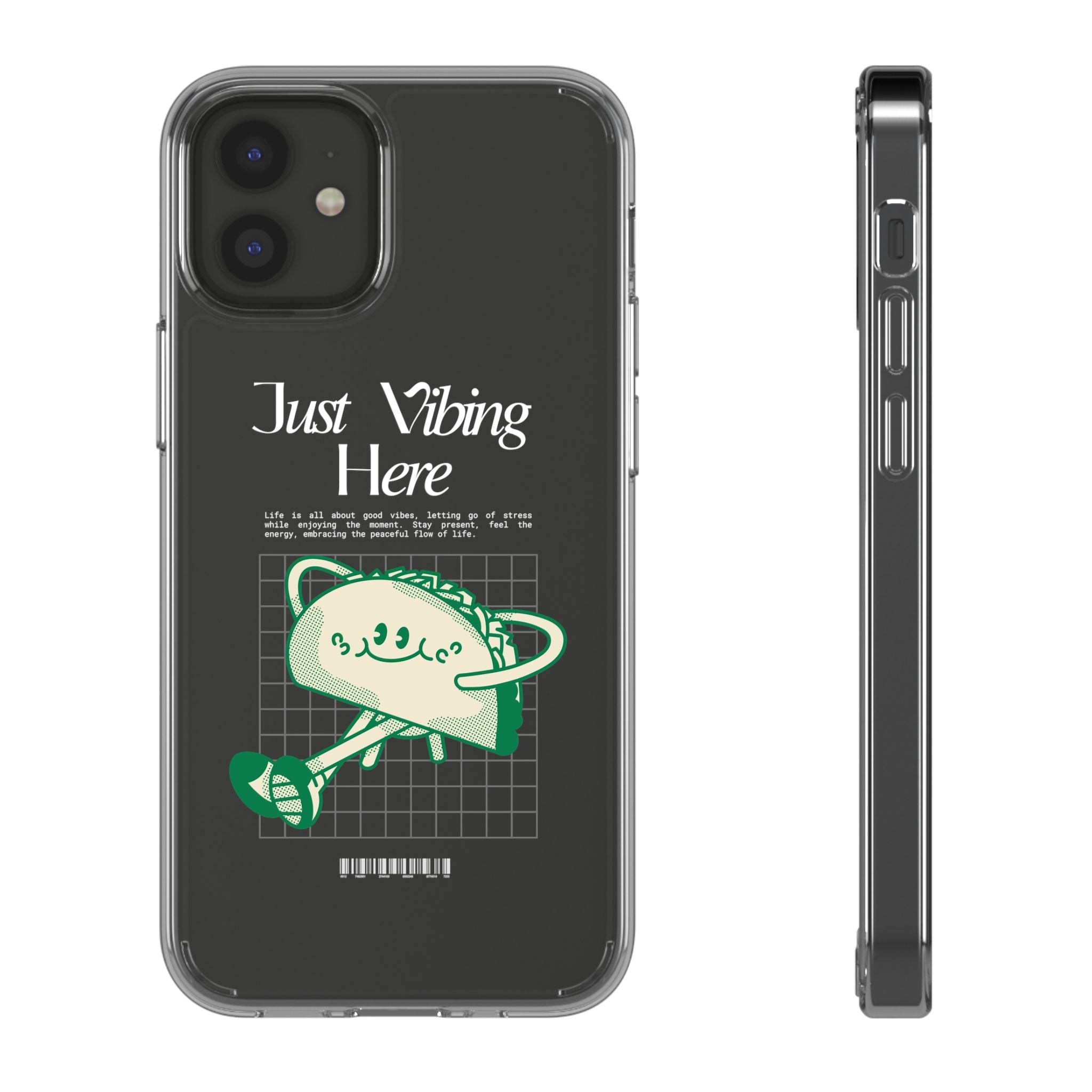 Just Vibing Here Clear Phone Case - Fun and Playful Design for Trendsetters - Phone Case - Lufora