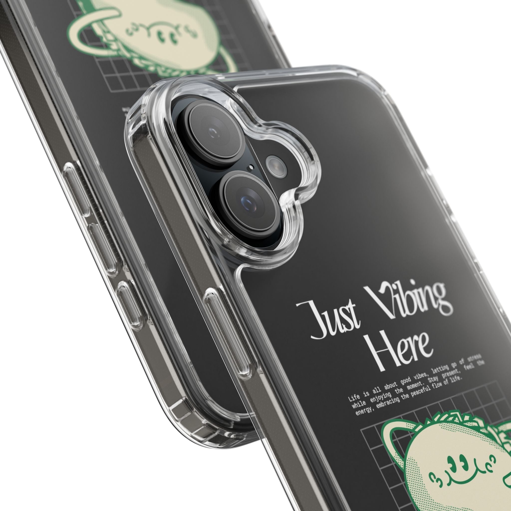 Just Vibing Here Clear Phone Case - Fun and Playful Design for Trendsetters - Phone Case - Lufora