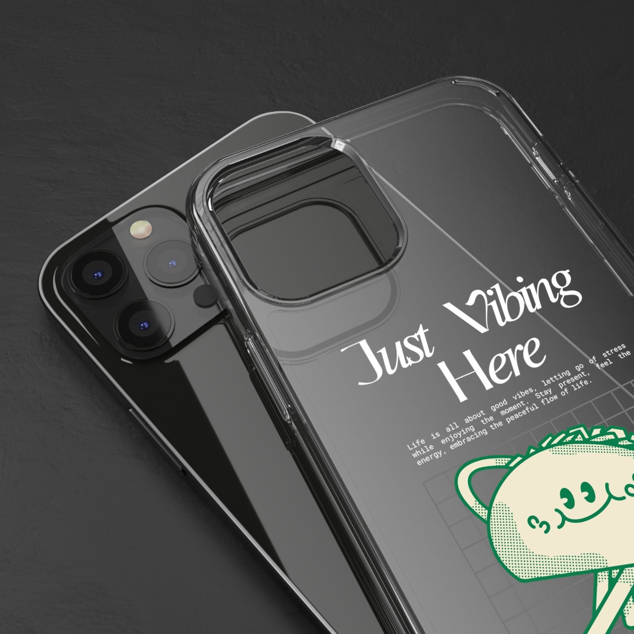 Just Vibing Here Clear Phone Case - Fun and Playful Design for Trendsetters - Phone Case - Lufora
