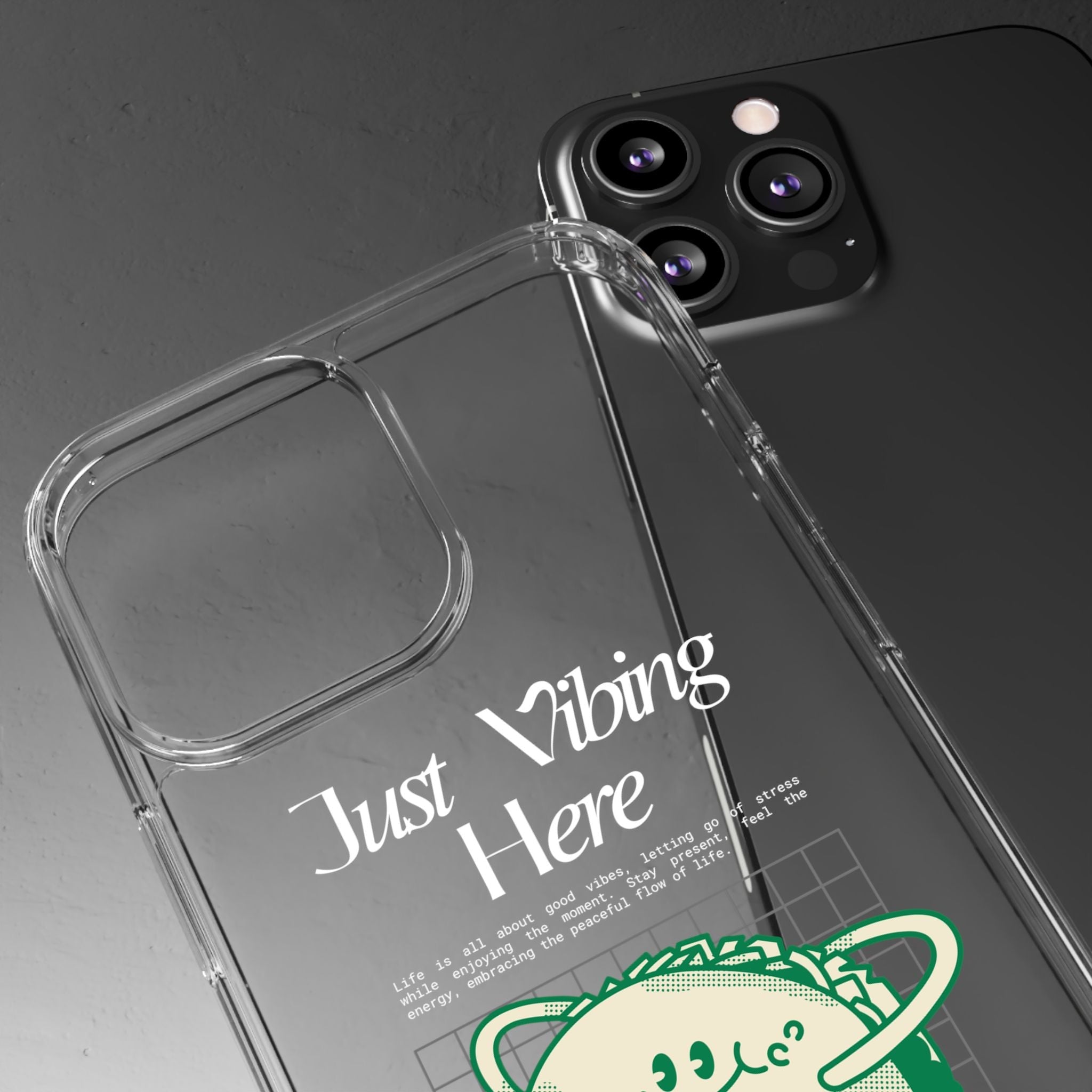 Just Vibing Here Clear Phone Case - Fun and Playful Design for Trendsetters - Phone Case - Lufora