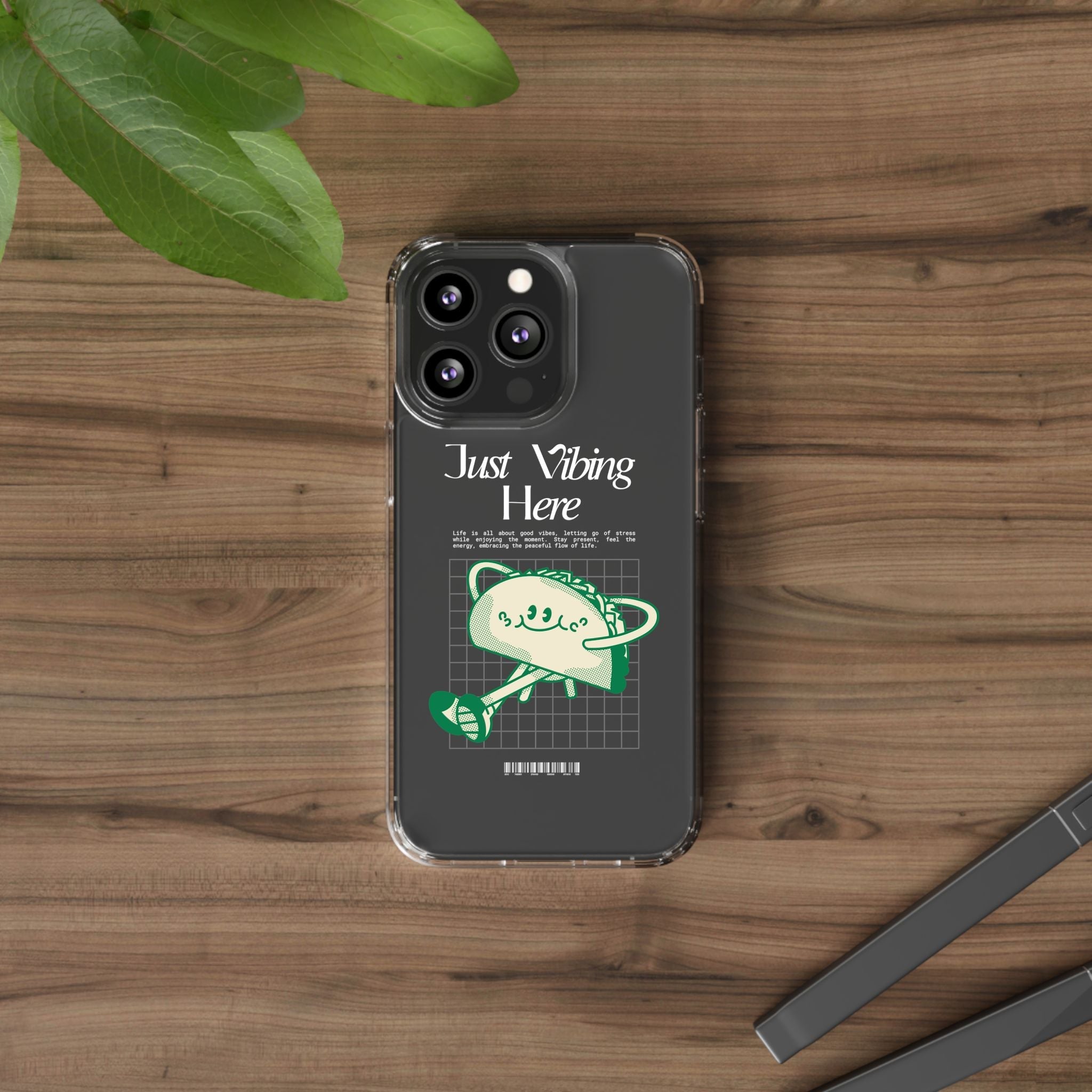 Just Vibing Here Clear Phone Case - Fun and Playful Design for Trendsetters - Phone Case - Lufora