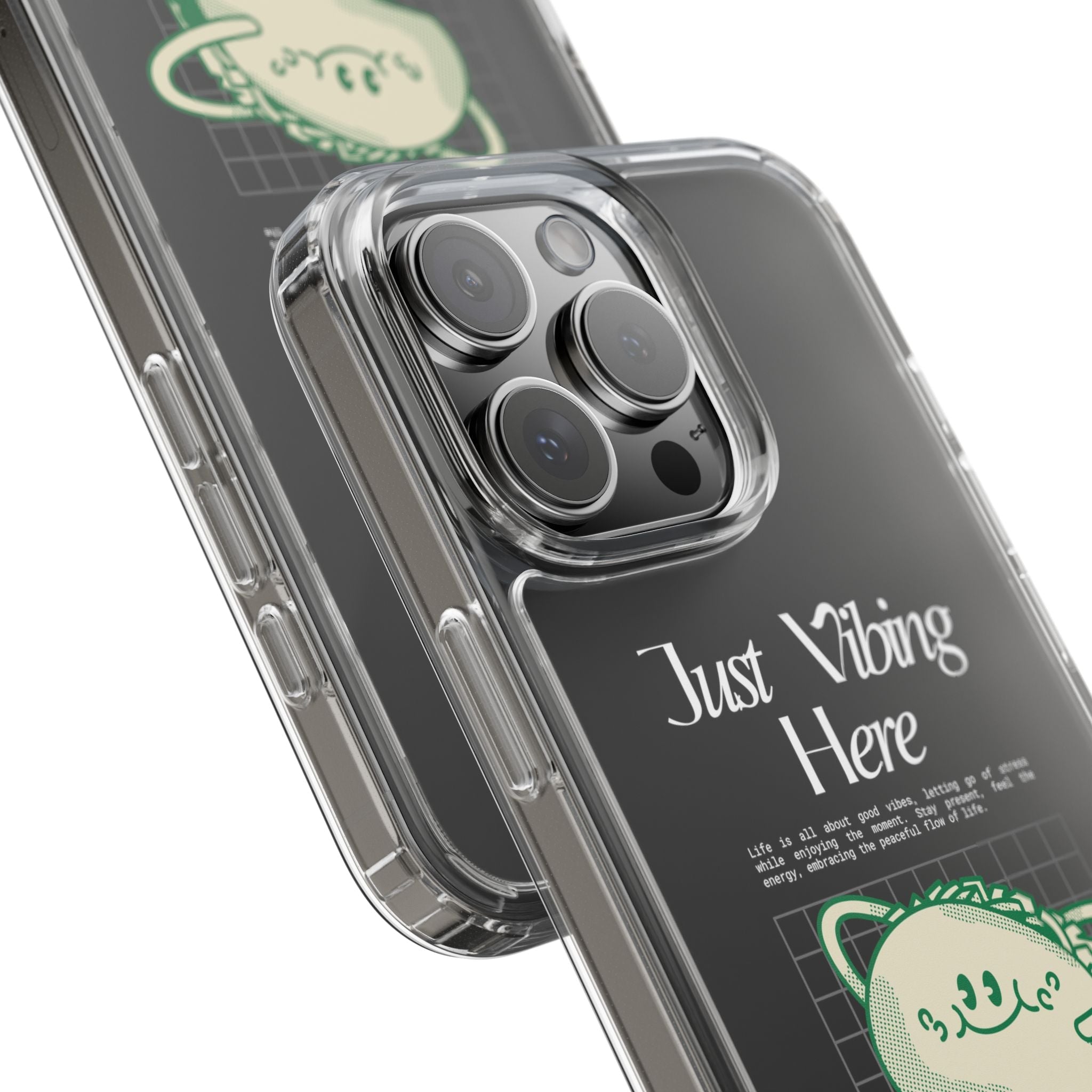 Just Vibing Here Clear Phone Case - Fun and Playful Design for Trendsetters - Phone Case - Lufora