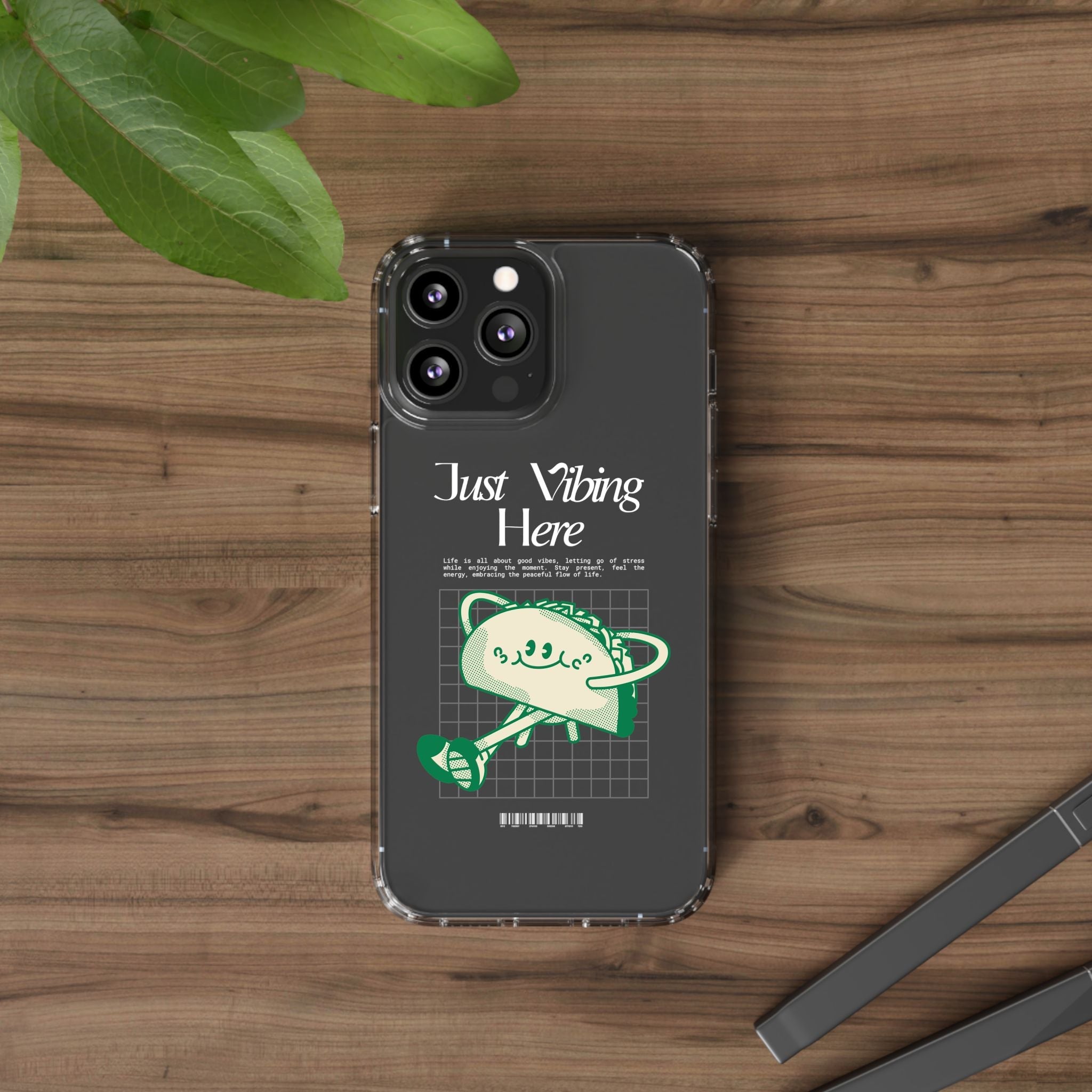 Just Vibing Here Clear Phone Case - Fun and Playful Design for Trendsetters - Phone Case - Lufora