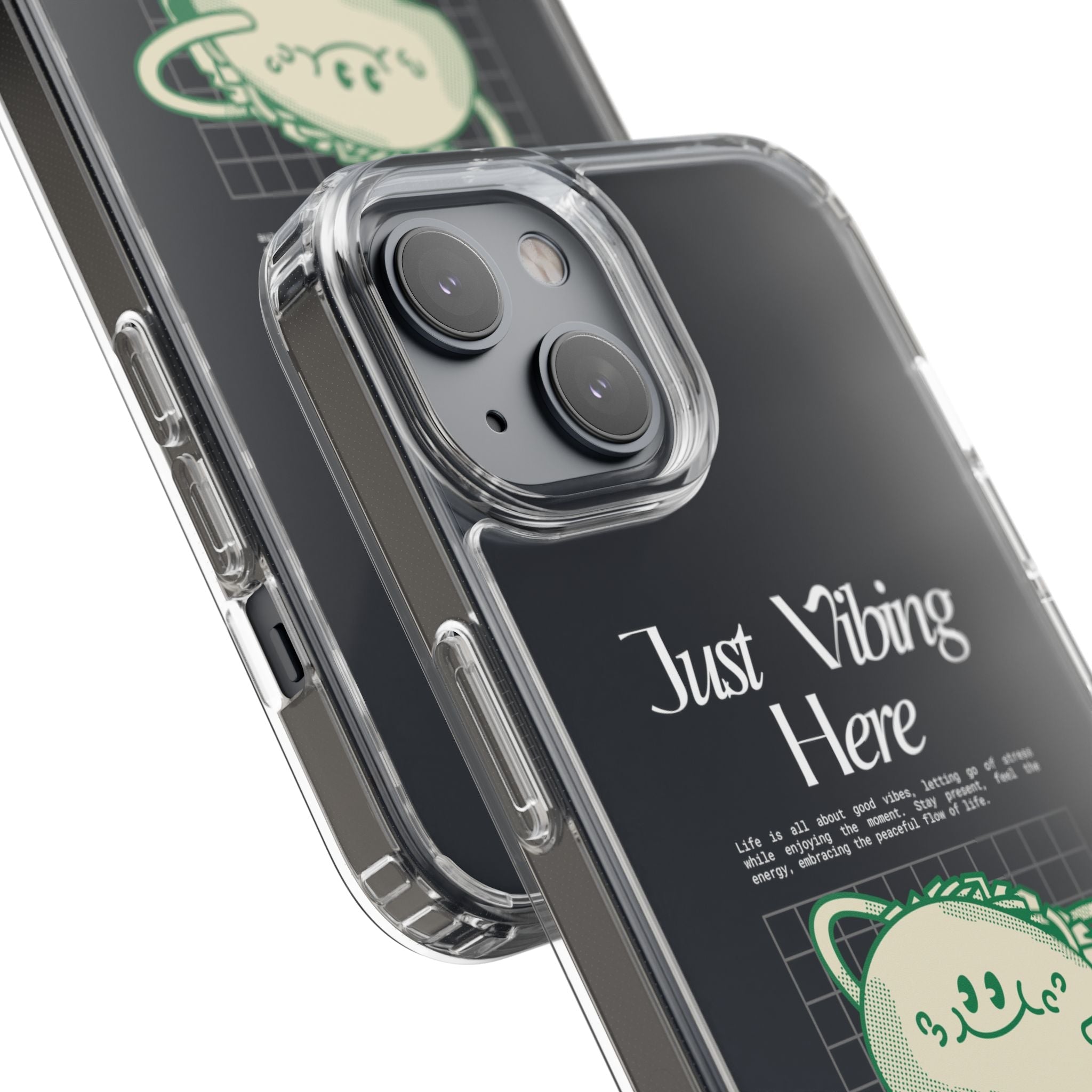 Just Vibing Here Clear Phone Case - Fun and Playful Design for Trendsetters - Phone Case - Lufora