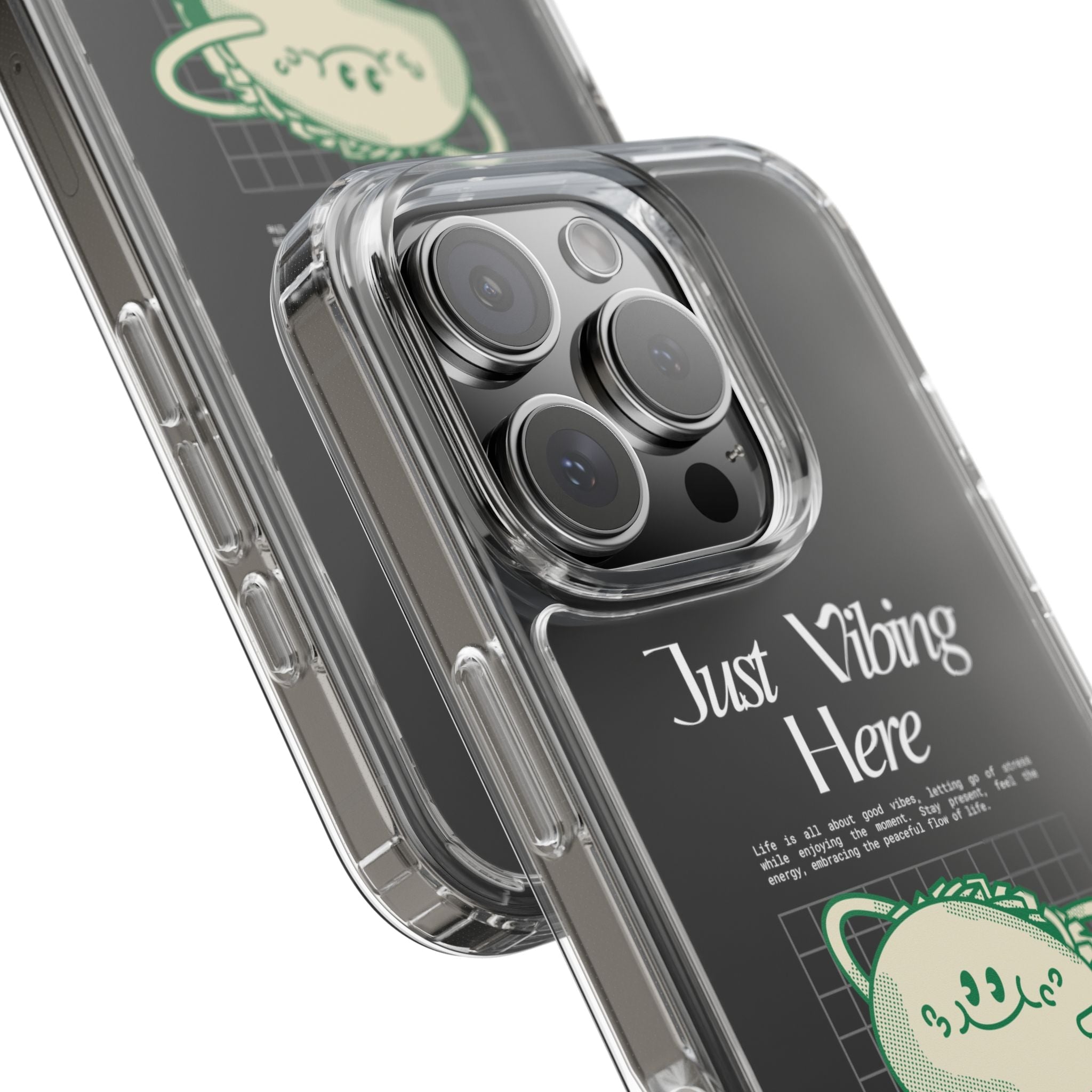 Just Vibing Here Clear Phone Case - Fun and Playful Design for Trendsetters - Phone Case - Lufora