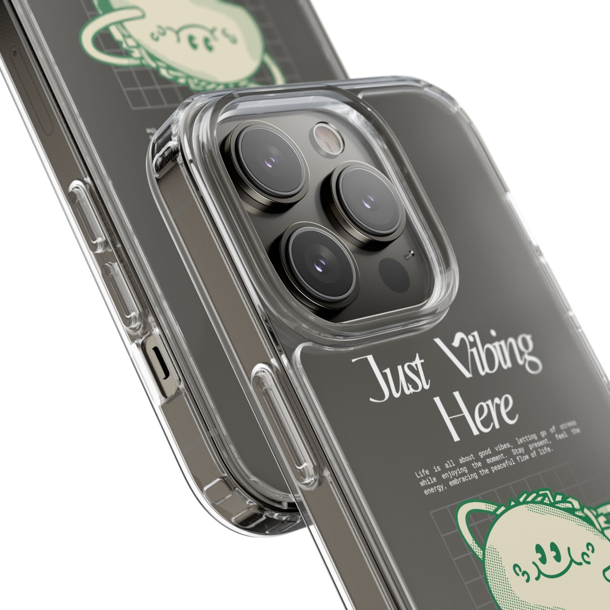 Just Vibing Here Clear Phone Case - Fun and Playful Design for Trendsetters - Phone Case - Lufora