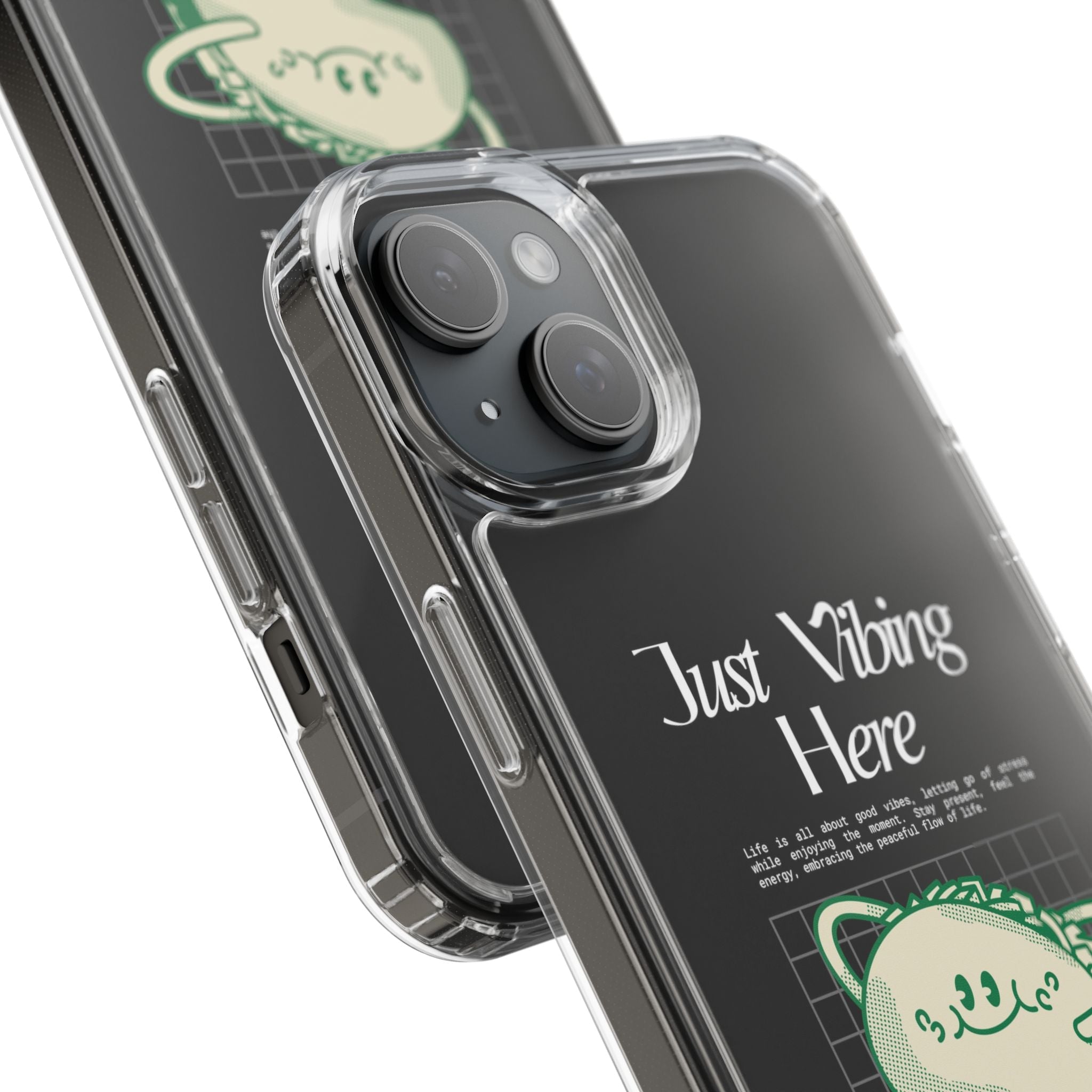 Just Vibing Here Clear Phone Case - Fun and Playful Design for Trendsetters - Phone Case - Lufora