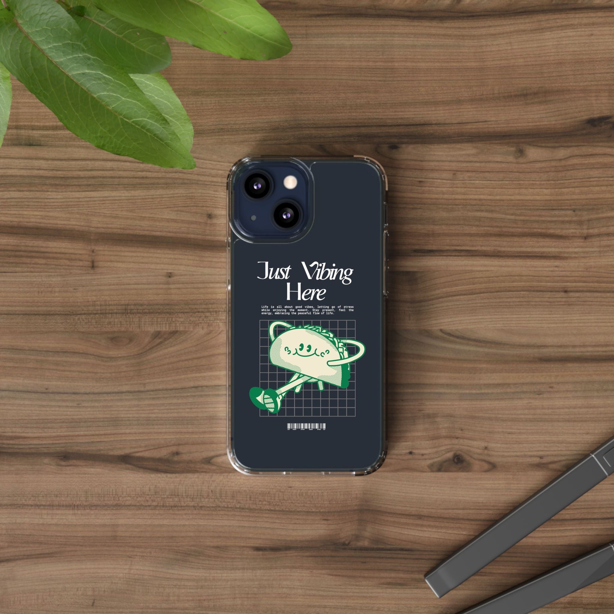 Just Vibing Here Clear Phone Case - Fun and Playful Design for Trendsetters - Phone Case - Lufora