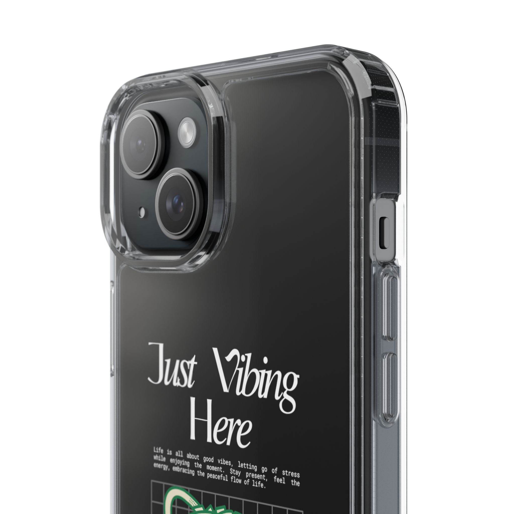 Just Vibing Here Clear Phone Case - Fun and Playful Design for Trendsetters - Phone Case - Lufora