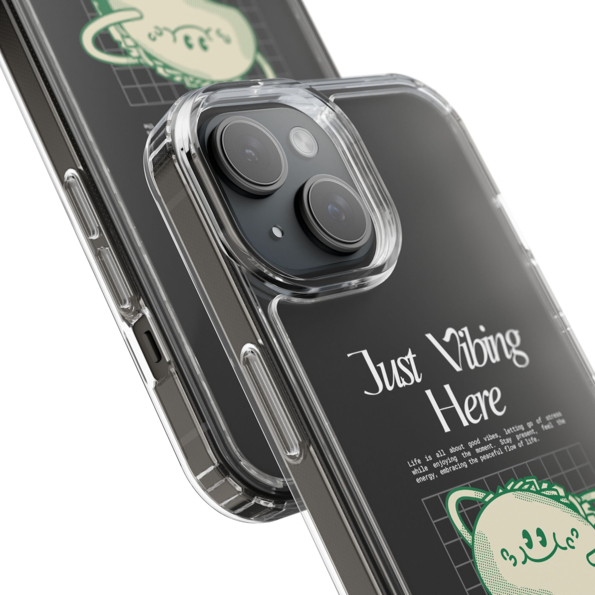 Just Vibing Here Clear Phone Case - Fun and Playful Design for Trendsetters - Phone Case - Lufora