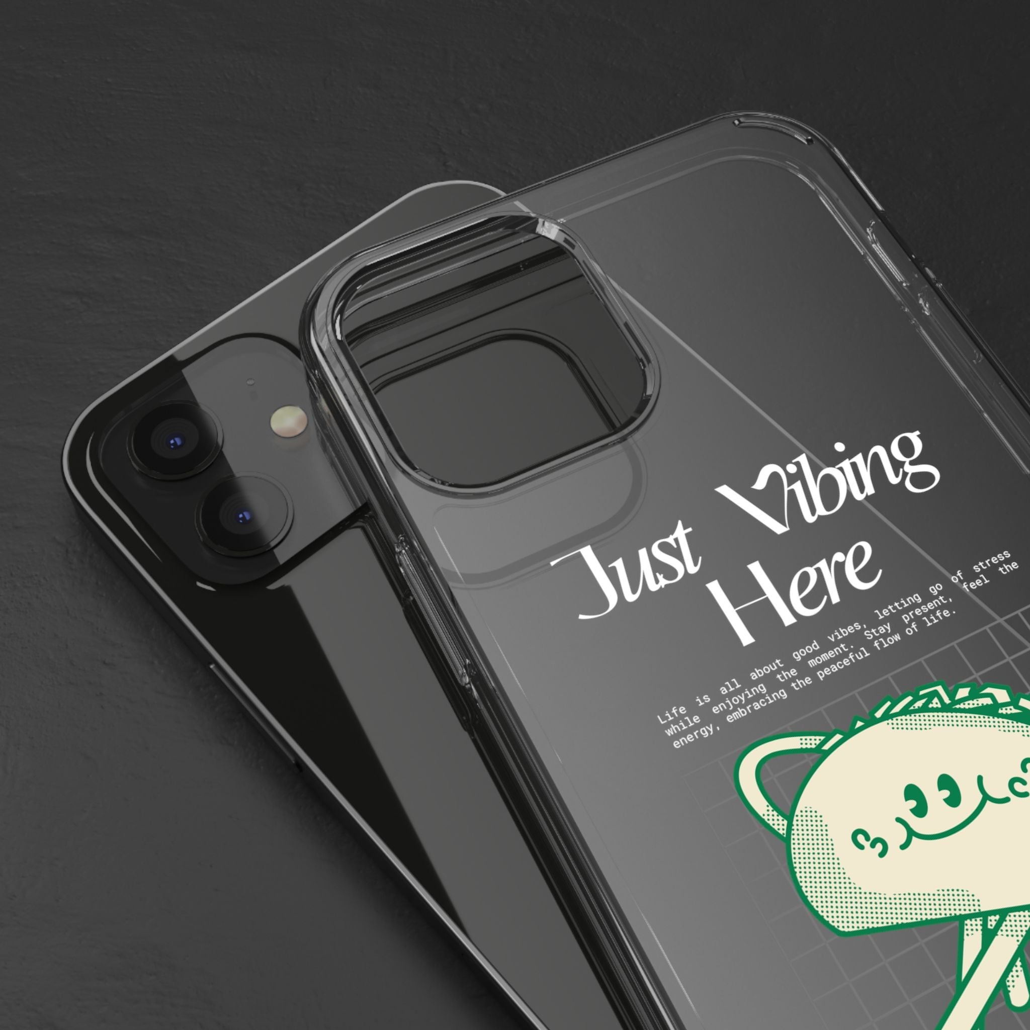 Just Vibing Here Clear Phone Case - Fun and Playful Design for Trendsetters - Phone Case - Lufora
