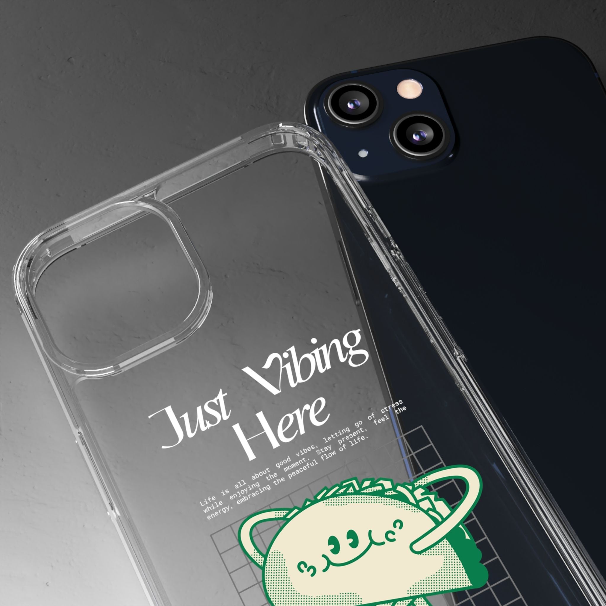 Just Vibing Here Clear Phone Case - Fun and Playful Design for Trendsetters - Phone Case - Lufora