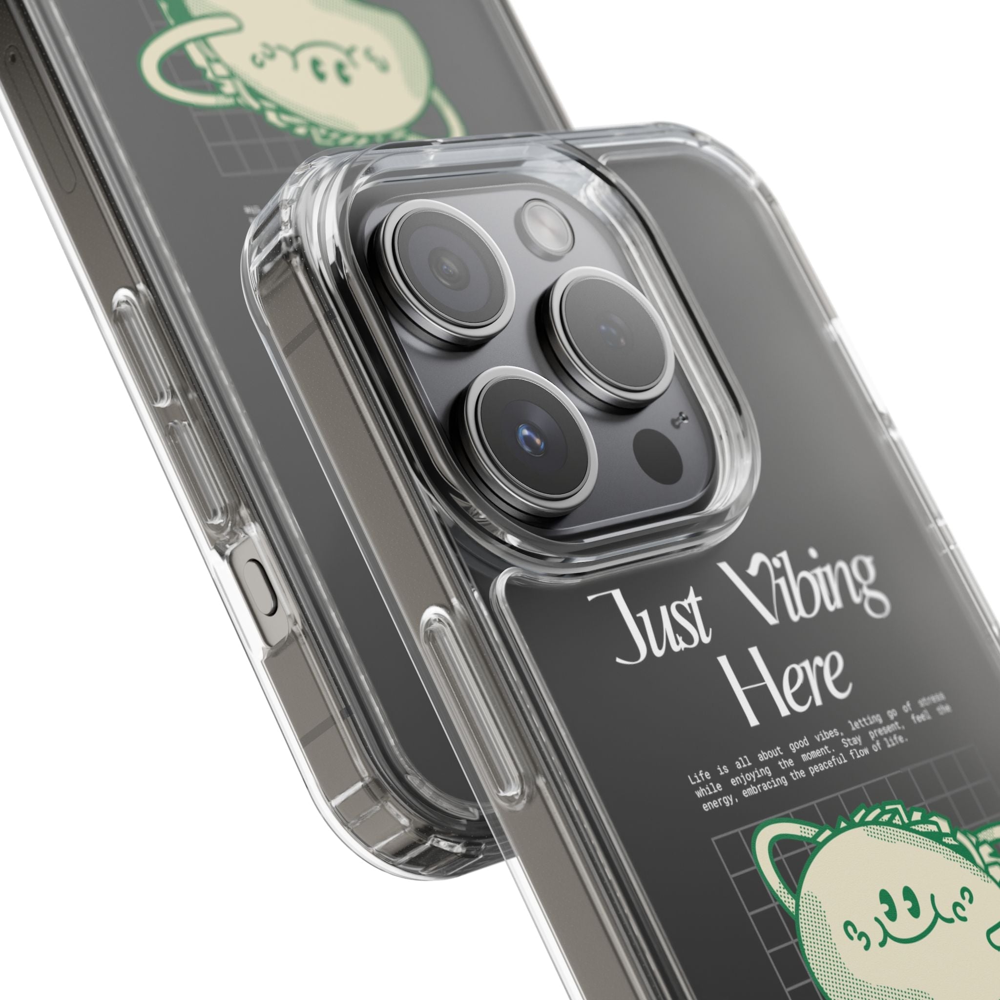 Just Vibing Here Clear Phone Case - Fun and Playful Design for Trendsetters - Phone Case - Lufora