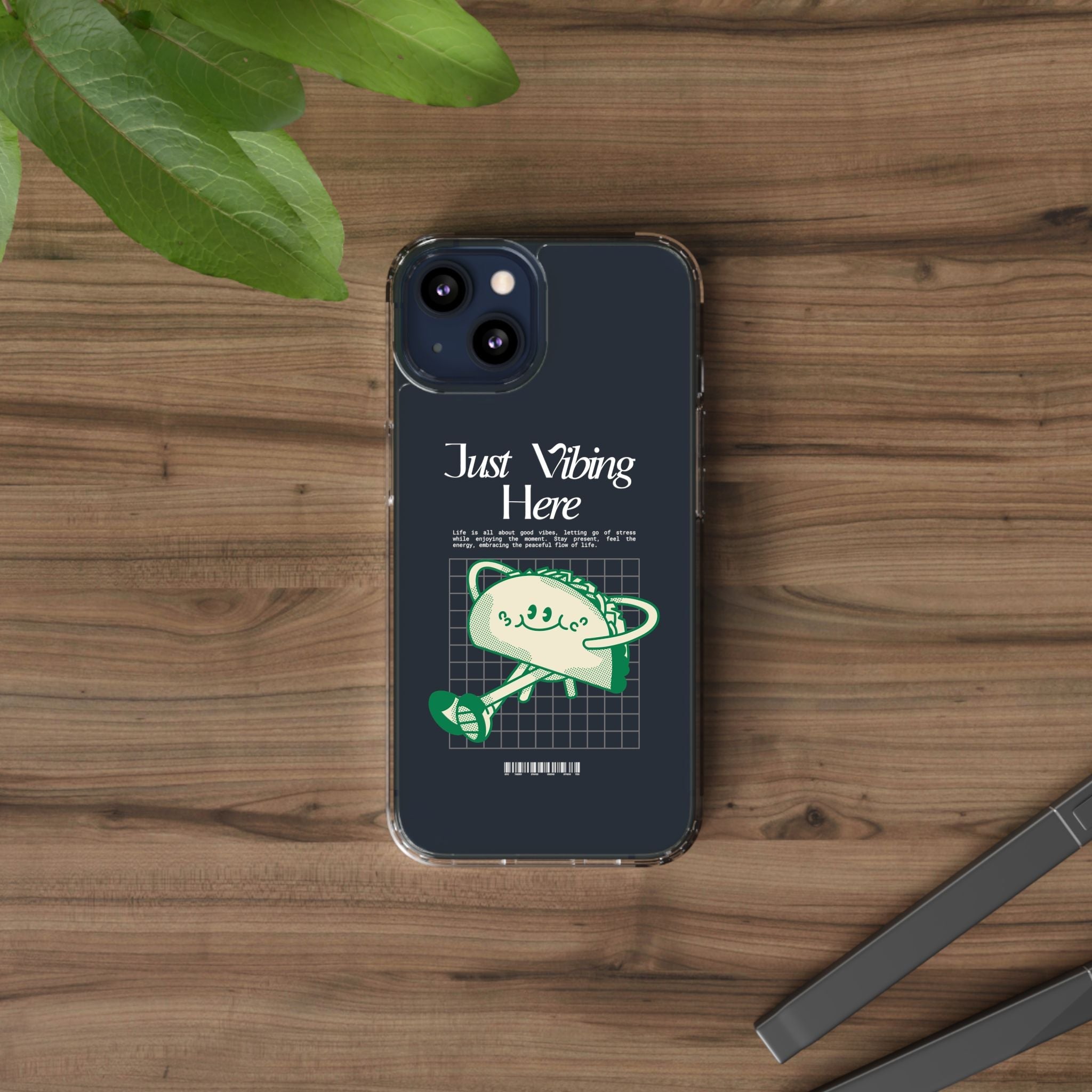 Just Vibing Here Clear Phone Case - Fun and Playful Design for Trendsetters - Phone Case - Lufora