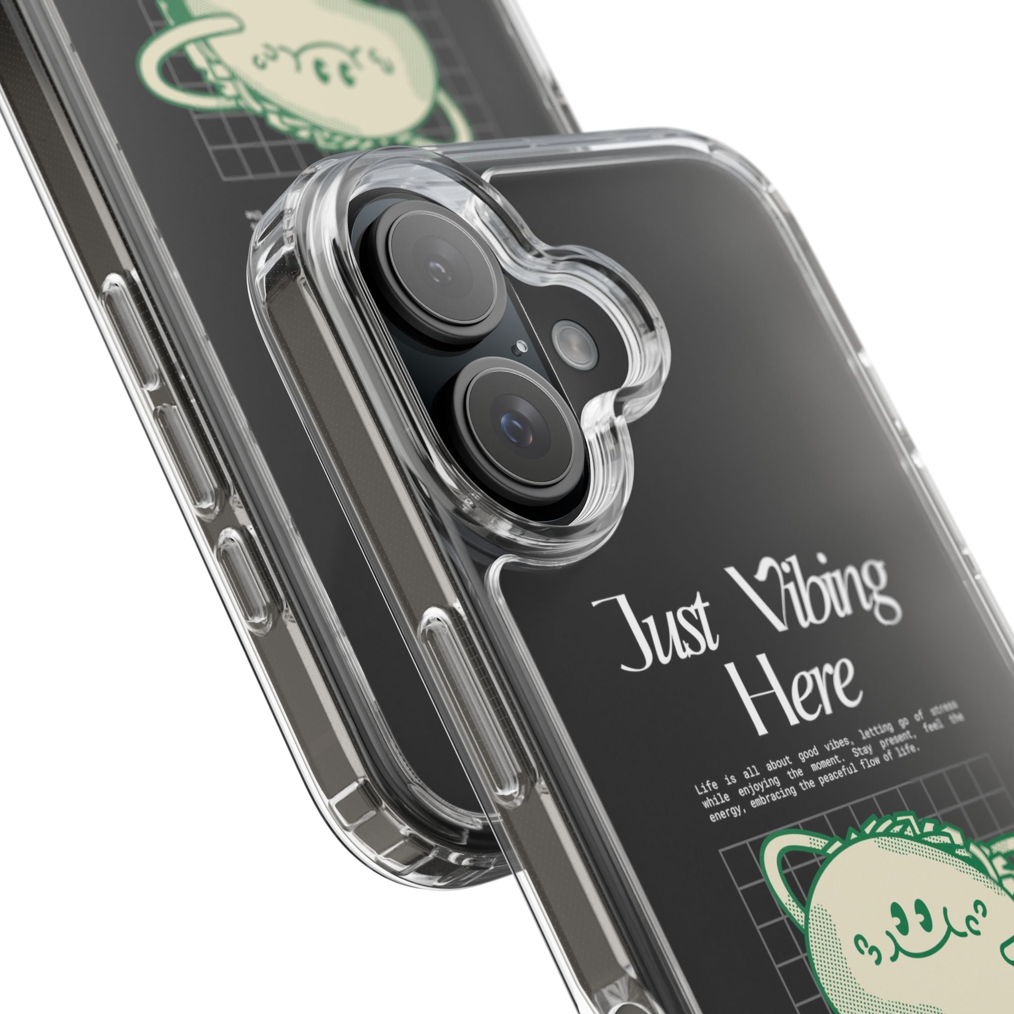 Just Vibing Here Clear Phone Case - Fun and Playful Design for Trendsetters - Phone Case - Lufora